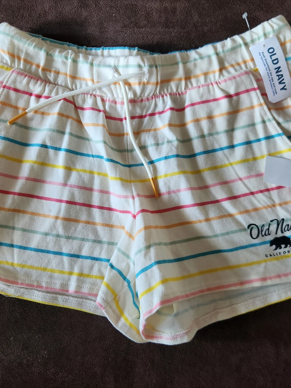 Old Navy White Striped Girls' Shorts with Rainbow Stripes